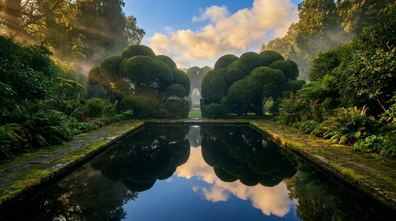 A still surface reflecting a figure, where perception and reality diverge